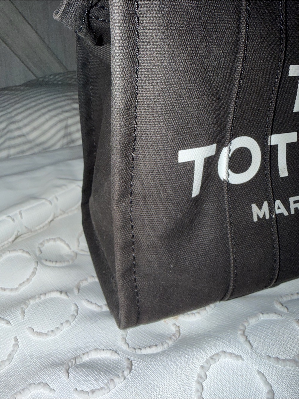Marc Jacobs Black Canvas 'The Tote Bag' with White Logo - Picture 5 of 5